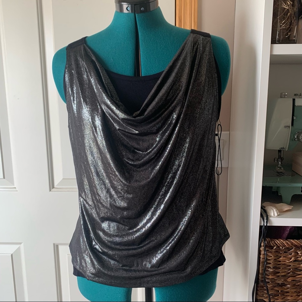 COPY - Shiny / Black & Silver Blouse